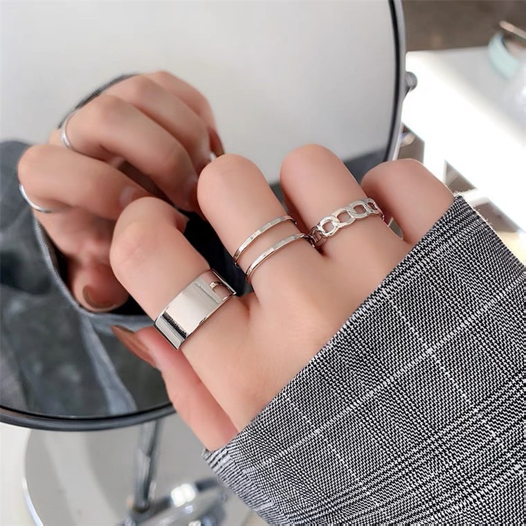 3 Pcs Finger Rings Set for Women / Girls /Couple Rings Silver