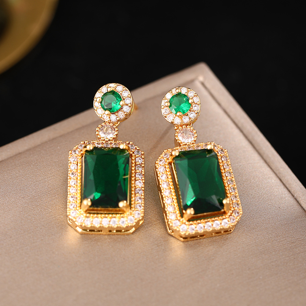 Green Crystal Luxury Earring Party Earring Engagement Wedding Jewelry Earring