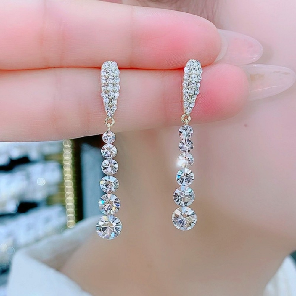 Korean Gold Plated Water Drop Long Korean Earrings Party & Wedding For Women & Girls