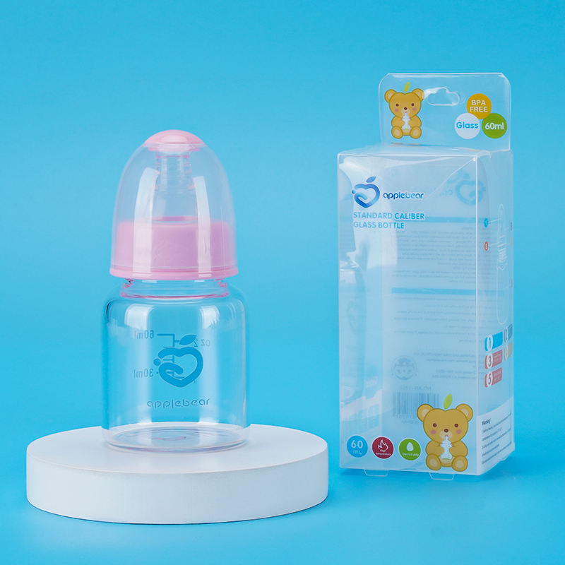 Apple Bear Glass Feeding Bottle – 60ml BPA-Free Baby Bottle