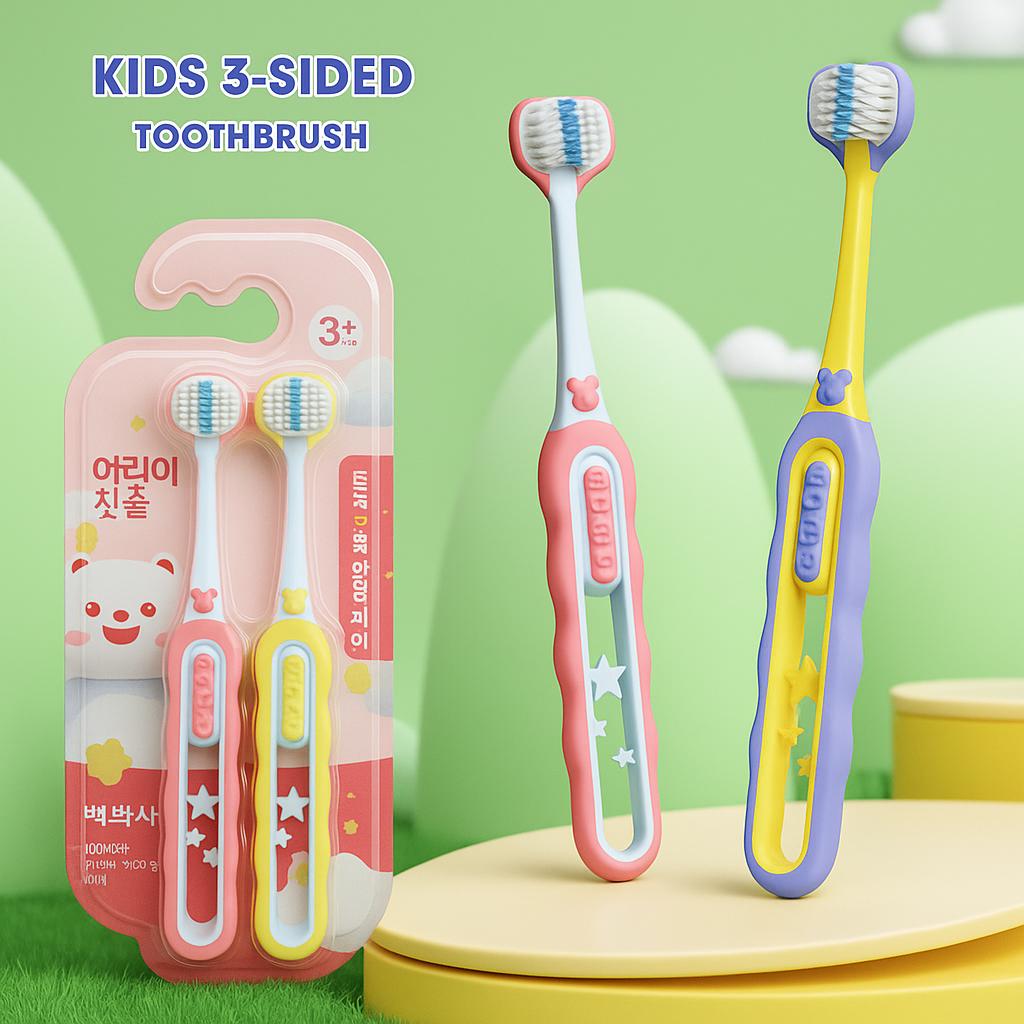 2-PCS Combo Pack – 3 Side Baby Toothbrush | Ultra Soft Bristles | Deep Cleaning | Durable & Comfortable Handle
