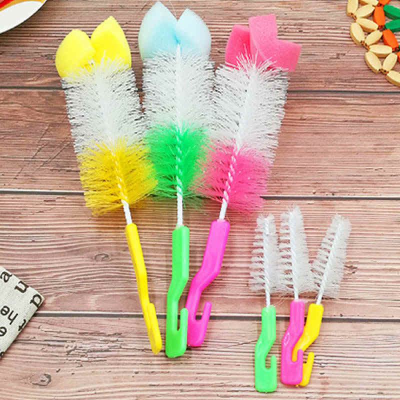 2-in-1 Baby Bottle Cleaning Brush Set with Nipple Brush